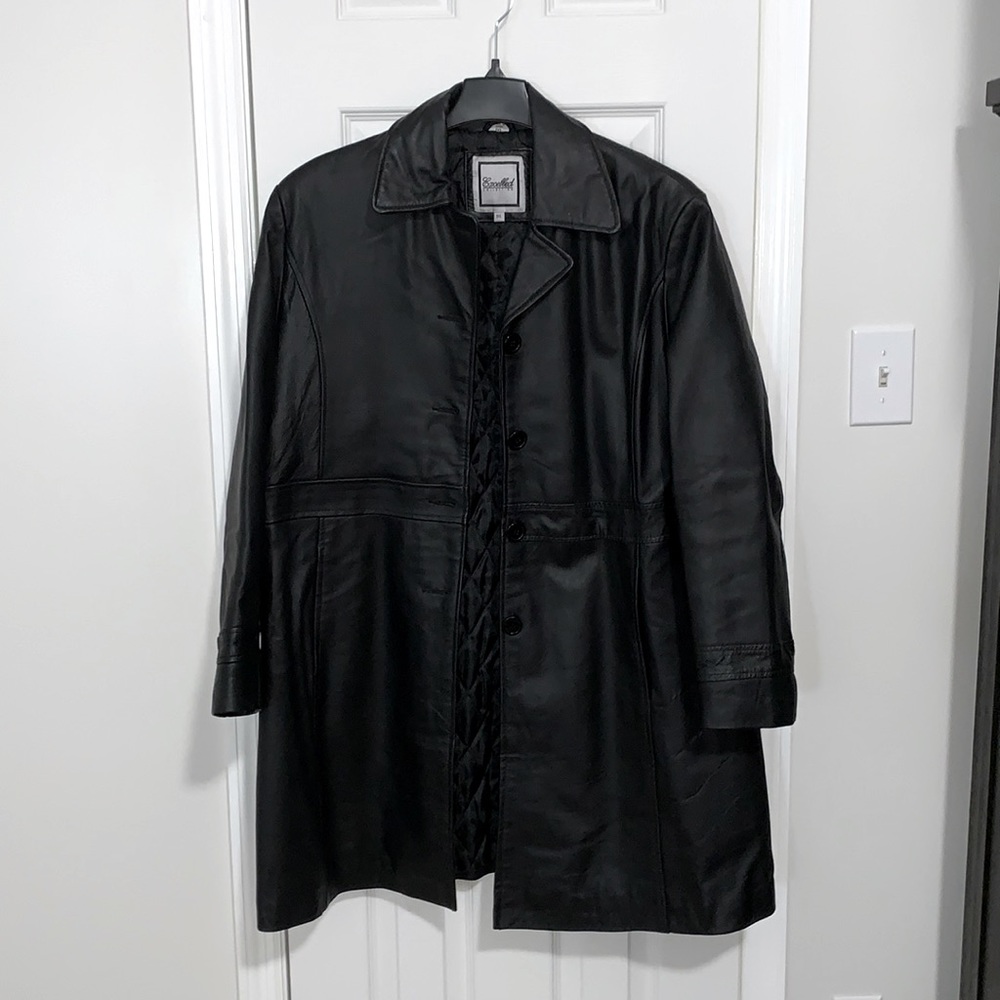 Excelled Collection black lamb skin leather coat Womens 1X